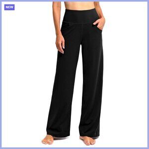 Wide Leg Yoga Pants with Pockets Stretch Loose Casual Lounge Sweatpants